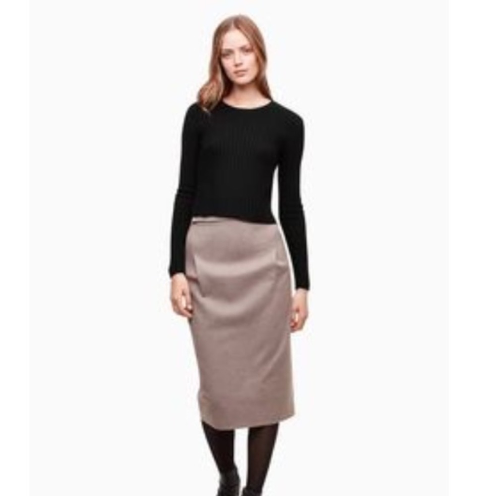 Aritzia Babaton Viggo Skirt 0 NWT Heather Oatmeal